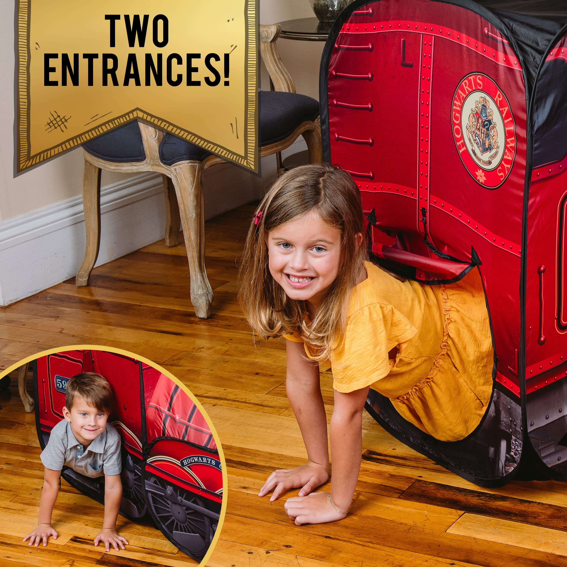 Harry Potter Hogwarts Express Pop Up Tent – Easy to Setup Playhouse for Kids | Red Train Toy with Two Entrances – Sunny Days Entertainment