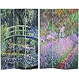 Red Lantern 6 ft. Tall Double Sided Works of Monet Canvas Water Lily/Garden Room Divider, 71 inches high and 3 Panels wide