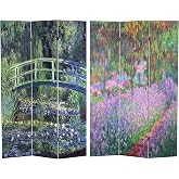 Red Lantern 6 ft. Tall Double Sided Works of Monet Canvas Room Divider - Water Lily/Garden