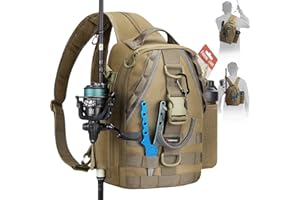 Piscifun Fishing Backpack with Rod Holder, Lightweight Sling Bag Storge Gear and Equipment