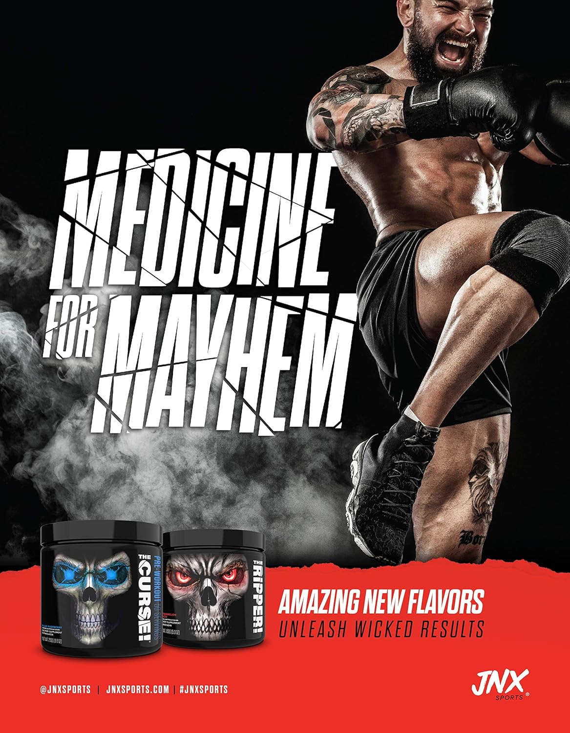 JNX Sports The Curse! Pre Workout Supplement - Intense Energy & Focus, Instant Strength Gains, Enhanced Blood Flow - Nitric Oxide Booster with Creatine & Caffeine - Men & Women | Fruit Punch | 50 SRV: Health & Personal Care