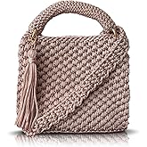 Handmade Crochet Shoulder Bag for Women – Boho Knit Crossbody Purse with Tassel, Lightweight Woven Handbag, Stylish Casual Satchel for Everyday & Travel