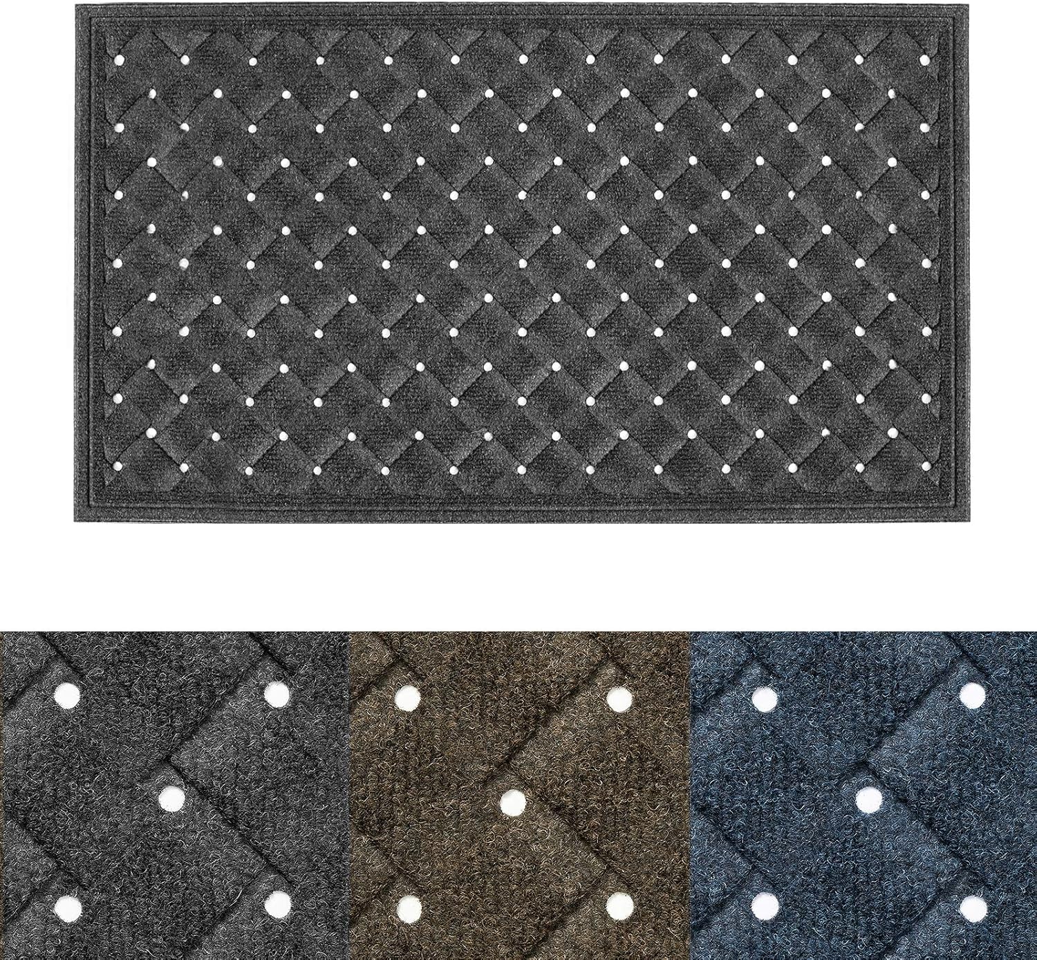 Outside Inside Front Door Mat - 35”x23.5” Durable Rubber Door Mat Entrance Welcome Rug Heavy Duty Floor Mat for Entry, Patio, Back Door (Dark Grey): Kitchen & Dining