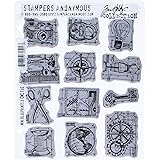 Stampers Anonymous Tim Holtz Cling Rubber Stamp Set, 7 by 8.5-Inch, Mini Blueprints No.3