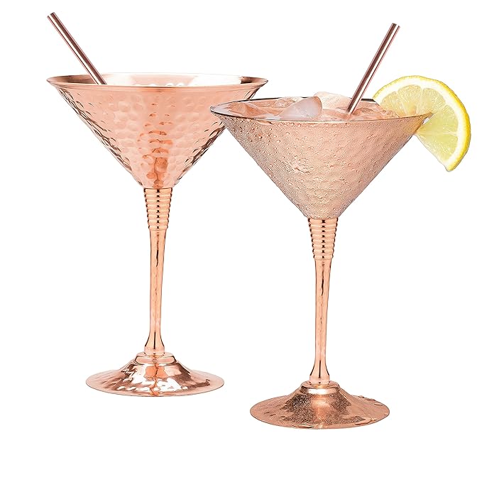 Copper martini glasses set of 2 by Mosscoff 10oz Hand hammered solid