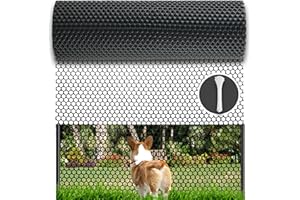 SUMLOTY Black Plastic Wire Mesh Fence Roll - 15.7IN x 20FT Plastic Chicken Wire Mesh for Poultry， Chicken Puppy Rabbit, Floral, Plastic Fence