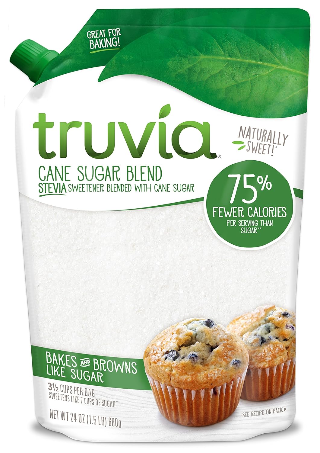 Truvia Cane Sugar Blend, Mix of Natural Stevia Sweetener and Sugar, 24