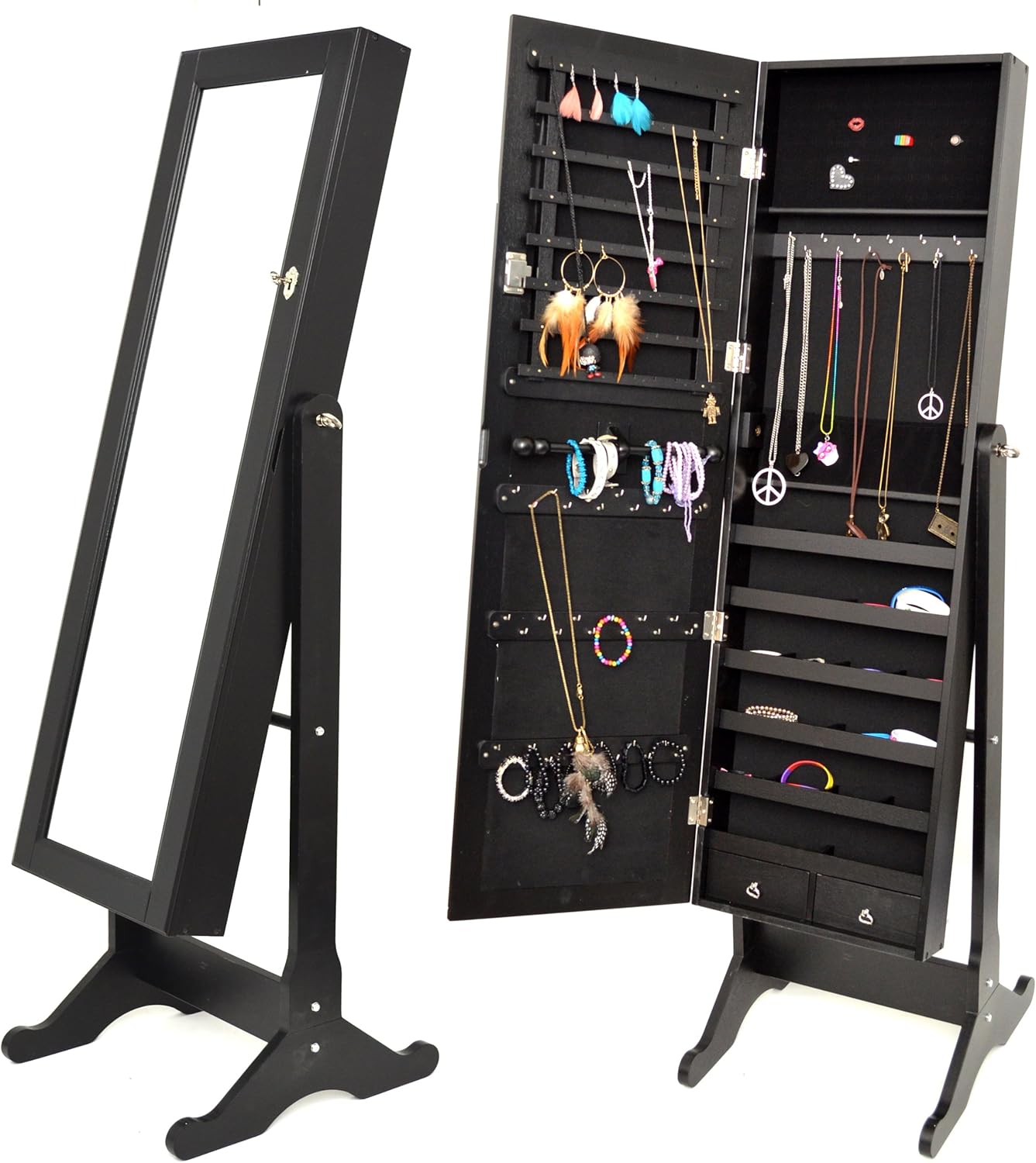 Schmuckschrank mit Spiegel Schmuckkommode Standspiegel Schmuckvitrine