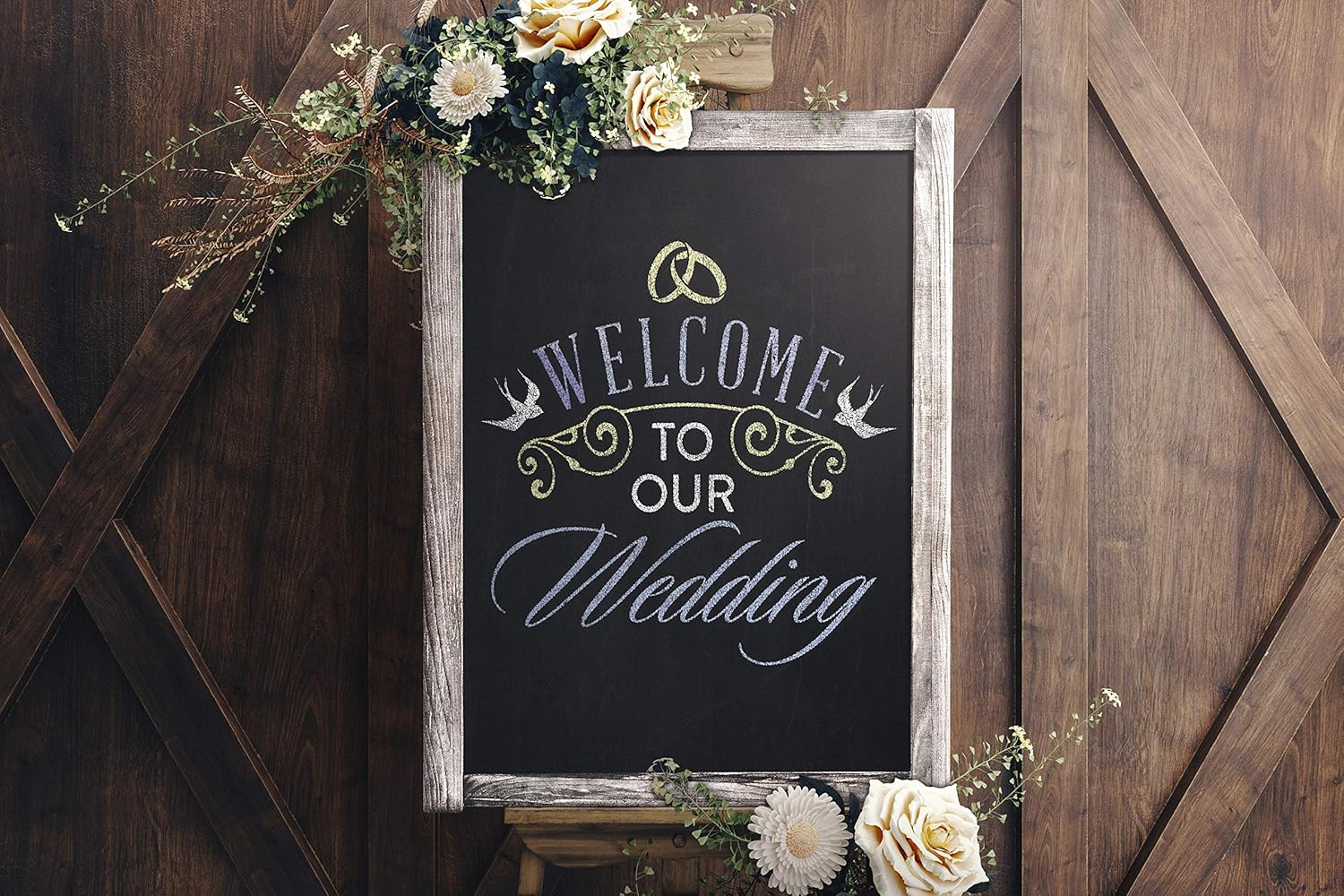 Chalkboard - Magnetic, Non-Porous - Vintage Decor - Whitewash Finish - Chalk Board for Wedding Kitchen Bar Restaurant Menu, Home - Chalkboard Sign - 18 x 24 inches - Wall Mounted Chalkboard - Large: Office Products