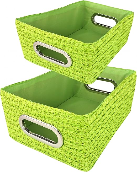 Mambocat Kela 2 Tlg Korb Set Rimossa Aufbewahrungsboxen Regalkorbe Flechtoptik Grun Pp Kunststoff Badezimmer Wohnraum Accessoires Deko Amazon De Kuche Haushalt