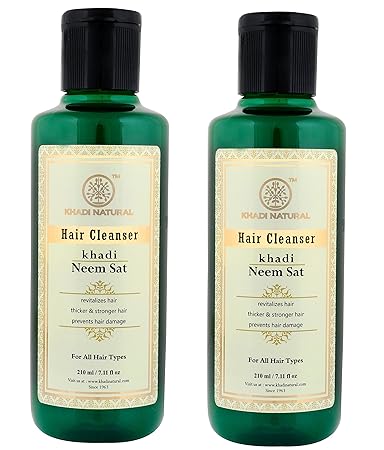 Khadi Natural Herbal Neem Sat Hair Cleanser (Shampoo), 210ml (Pack of 2)