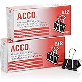 ACCO Binder Clips, Medium, 2 Boxes, 12/Box (A7072050)