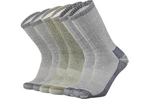 SOX TOWN Men's Merino Wool Cushion Crew Socks Moisture Wicking Control for Outdoor Hiking Work Boot Thermal Warm All Seasons
