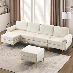 UPHYB 114” U-Shaped Sectional Sofa Couch,Corduroy