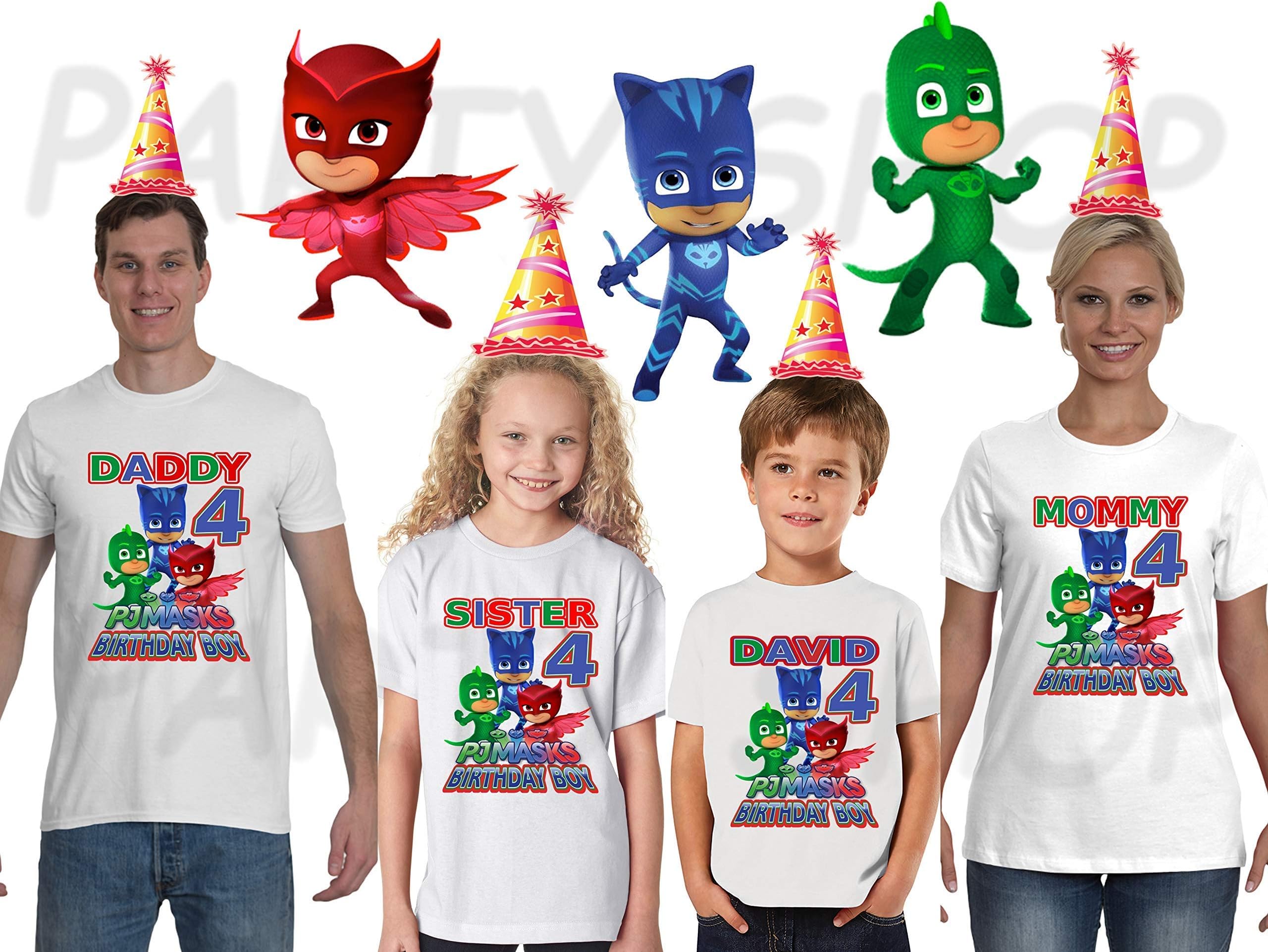 PJ Masks Birthday Shirt, Pj Masks Birthday Party, Add Any Name and Age, Family Matching Shirts, Boys and Girls Birthday Shirts, Pj Masks Birthday Shirt 2