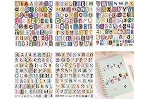 372 Pcs Vintage Letter Stickers, 1 Inch Self-Adhesive Alphabet Number Vinyl Stickers, Waterproof Decorative Stickers for Scrapbooking, Journaling, Laptop, Water Bottles, DIY Crafts (5 Sheets)