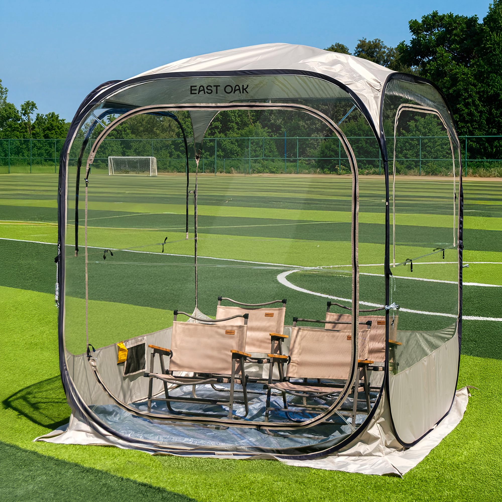 Photo 1 of East Oak Weather Sports Tent for Fishing, Sports Event | Pop Up Bubble Tent Instant Sun & Rain Shelter | No Condensation, Spacious Interior, Ultra Visibility | All Weather Protection | 6 x 6 FT
