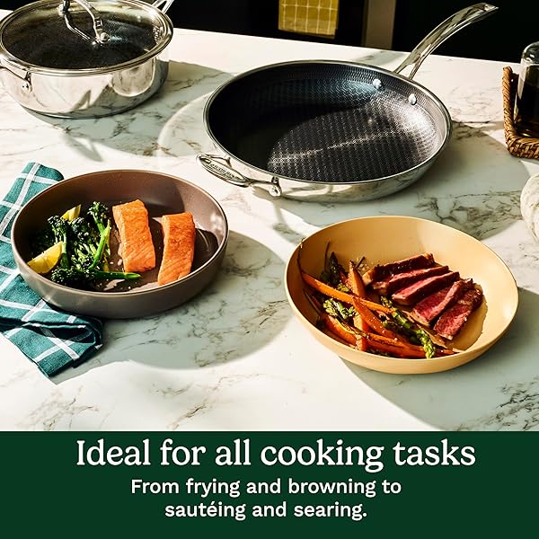 CUISINART FUSIONPLUS NONSTICK STAINLESS STEEL COOKWARE SET, 2-PIECE SKILLET COOKING SET WITH PFAS-FREE PURELYSEAR CERAMIC NON STICK TECHNOLOGY, SCRATCH PROOF, COOL GRIP HANDLES, DISHWASHER SAFE
