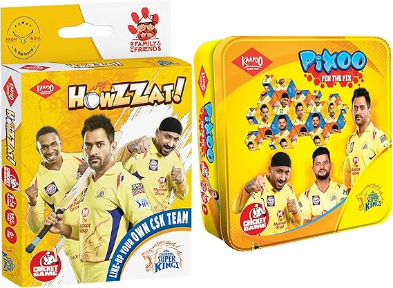 Kaadoo Howzzaat!-CSK Cricket card game and Pixoo-CSK-Cricketer Puzzle Game