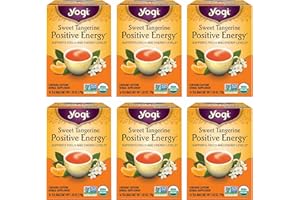 Yogi Sweet Tangerine Positive Energy Tea - 16 Tea Bags per Pack (6 Packs) - Organic Tangerine Energy Tea - Includes Black Tea Leaf, Yerba Mate Leaf, Ashwagandha Root & More