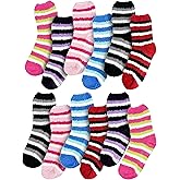 12 Pairs Fuzzy Socks for Women, Soft Fluffy Cozy Thick Warm Winter Holiday Stocking Stuffer Bulk Pack