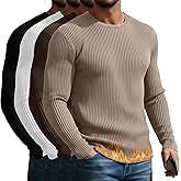 Neer 4 Pack Men's Big and Tall Thermal Long Sleeve T-Shirts, Cotton Ribbed Crew Neck Slim Fit Base Layer Sweaters Undershirts
