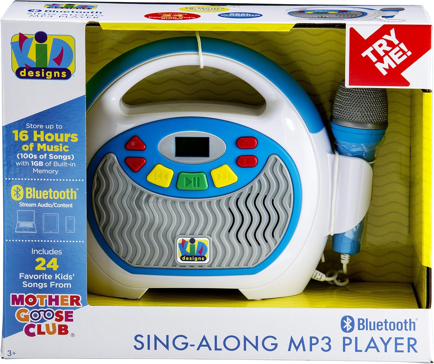 eKids Mother Goose Club Bluetooth Sing Along Portable MP3 Player Real Mic 24 Songs Storesup to 16 Hours of Music 1 GB Built in Memory USB Port: Toys & Games