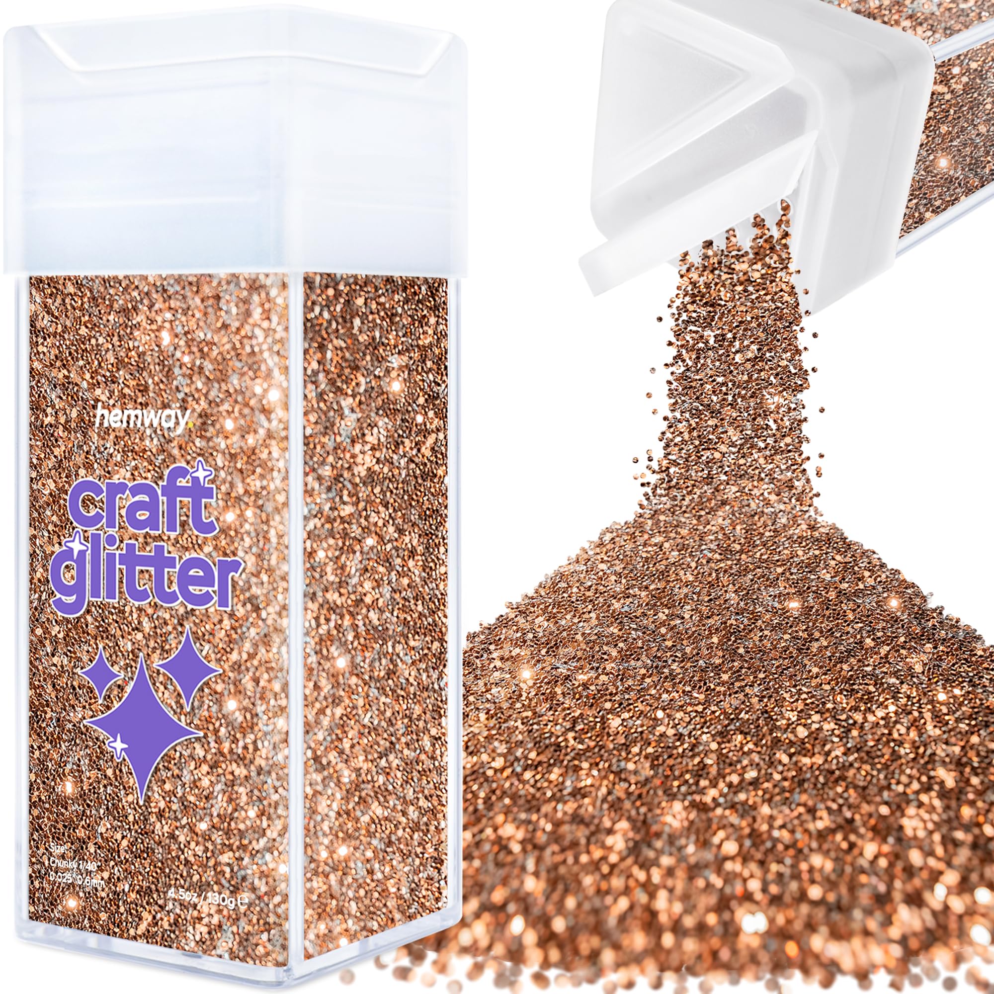 Hemway Glitter Shaker Bronze Brown 130g Chunky, Craft Glitter Shaker for Resin & Epoxy Crafts, Christmas Art Supplies, Nail, Body, Face, Eye, Festival, Crafting, Slime, Sparkle