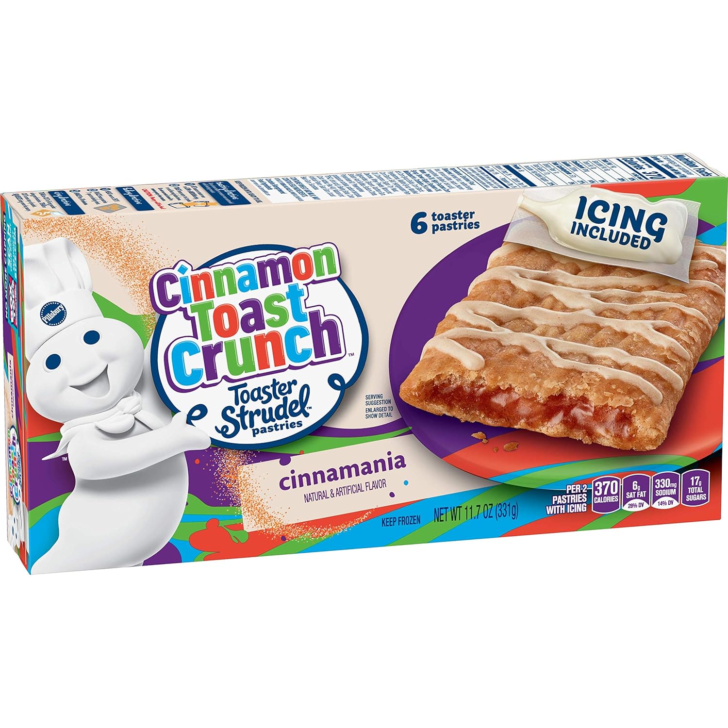 Pillsbury Toaster Strudel, Cinnamon Toast Crunch, 6 Frozen Pastries, 11.7 oz