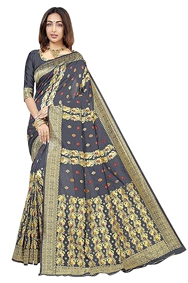 Women�s Banarasi Silk Saree (Bridal_Silk122_Grey)