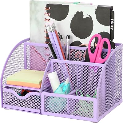 EXERZ Desk Organiser 7-Compartment Mesh Tidy Caddy Pencil Holder