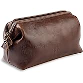 NV Holders Premium Genuine Leather Toiletry Bag for Men - The Ultimate Travel Dopp Kit and Hygiene Organizer, Perfect Men's Toiletry Travel Bag (Brown)