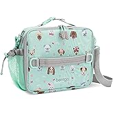 Bentgo Kids Lunch Bag - Durable, Double-Insulated Lunch Bag for Kids 3+; Holds Lunch Box, Water Bottle, & Snacks; Easy-Clean Water-Resistant Fabric & Multiple Zippered Pockets (Puppy Love)