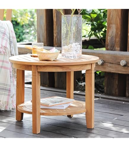 Amazon Round Teak Outdoor Coffee Table Outdoor Round Side Table