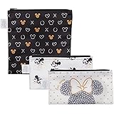 Bumkins Sandwich Bags / Snack Bags Reusable Fabric, Washable Food Safe BPA Free - Disney Love, Minnie (3-Pack)