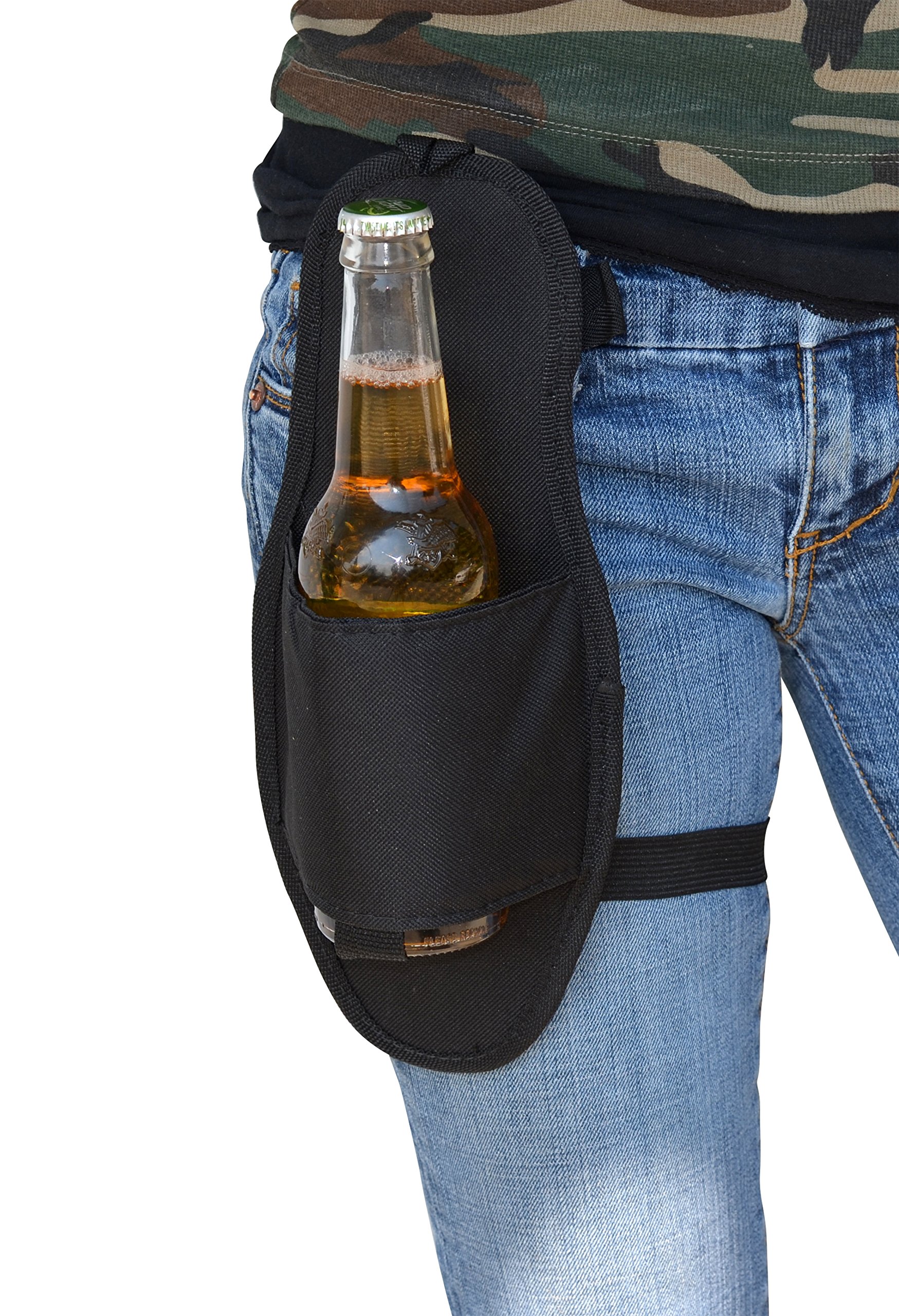 Fairly Odd Novelties FON-10112 Beer Hip Holster Single Bottle Or Can Soda Beverage Holder Makes Perfect Party Novelty Gag Gift, Glass, Black