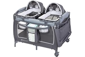 Baby Trend Lil’ Snooze™ Deluxe III Nursery Center® Playard for Twins, Cozy Grey