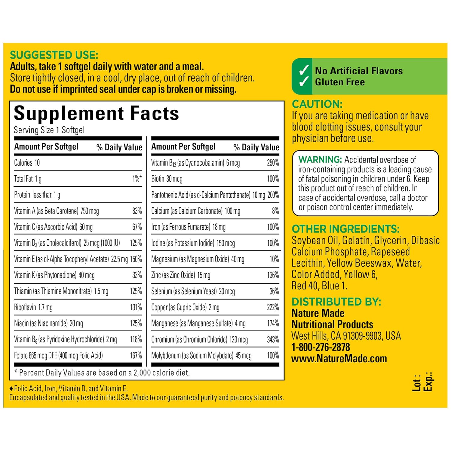 Nature Made Multivitamin Complete Softgels, 60 Count for Daily Nutritional Support† (Pack of 3