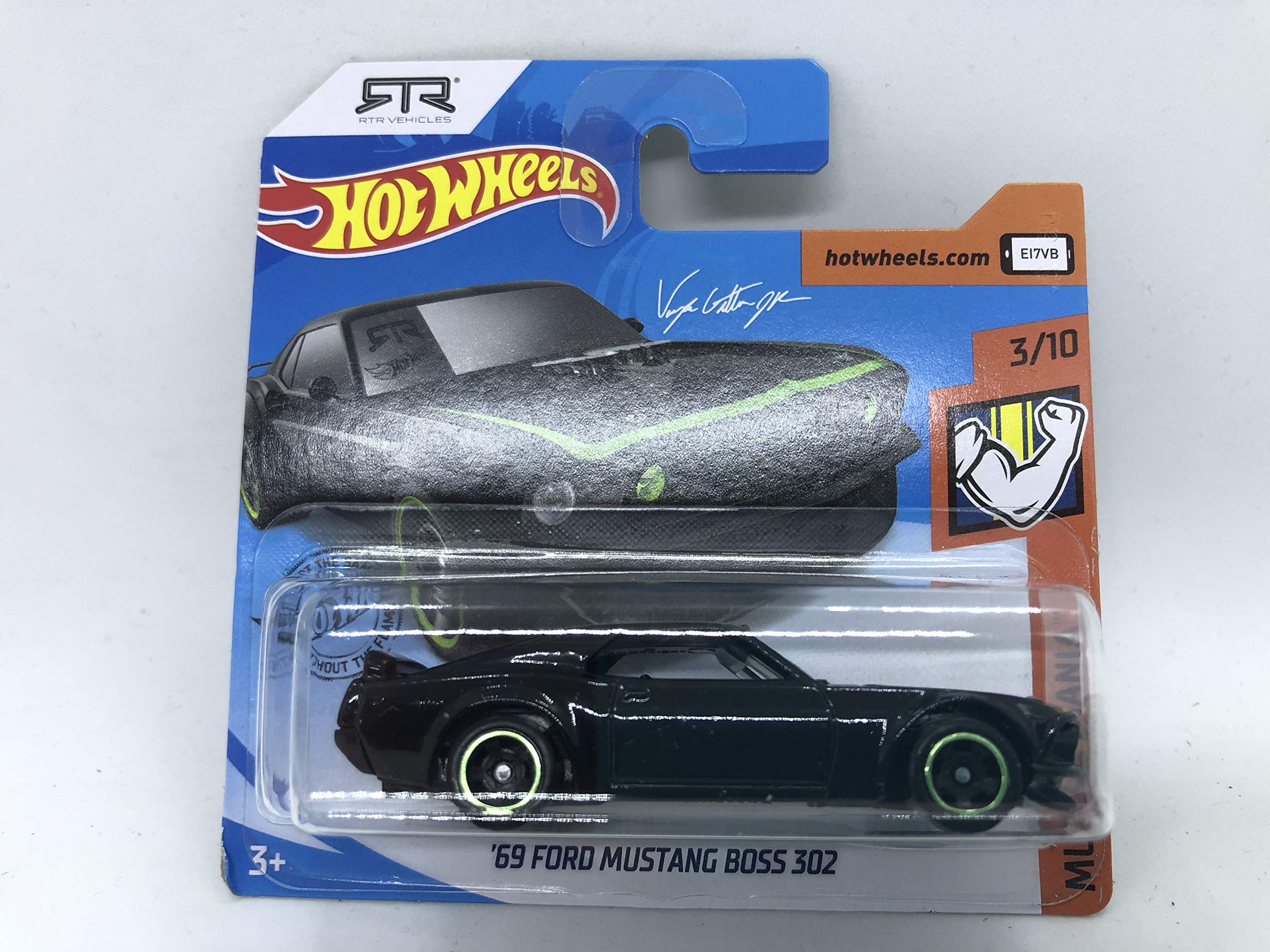 2020 Hot Wheels '69 Ford Mustang Boss 302 Black 3/10 Muscle Mania 210/250 (Short Card)