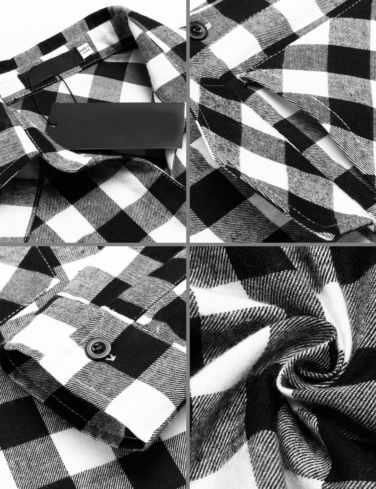 Women's Plaid Flannel Shirt, Roll Up Long Sleeve Checkered Cotton Shirt