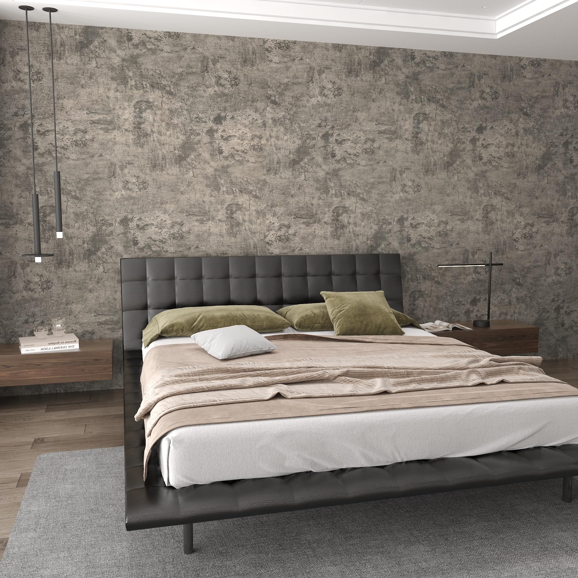 JSEVEM 40CM×9M Extra Thick Light Brown Grey Concrete Wallpaper Peel and Stick Waterproof Gray Concrete Contact Paper Vinyl Industrial Cement Furniture Stickers for Bedroom Bathroom Office Room Walls