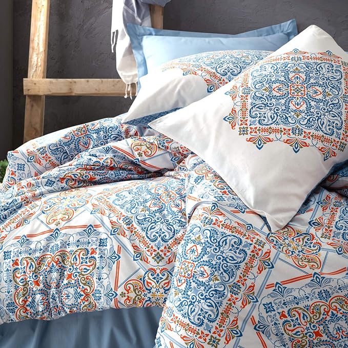 Amazon.com: G14U Blue Pattern Duvet Cover Set, Queen Size Duvet Cover