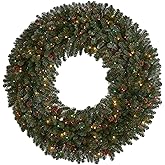 Nearly Natural 5ft. Giant Flocked Artificial Christmas Wreath with 280 Multicolored Lights, Glitter and Pine Cones