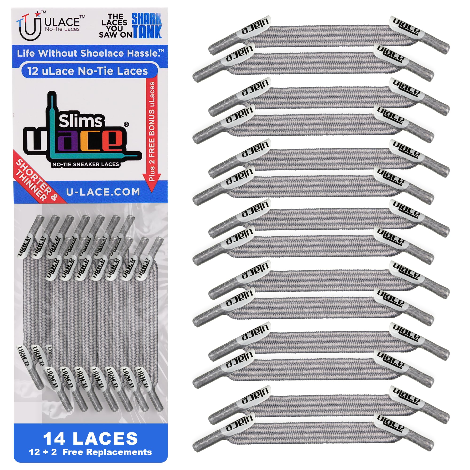 uLace Slims No-Tie Shoelaces - Elastic Shoe Laces