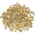 SANNIX 200Pcs Gold Charms Bulk Antique Gold Charms for Jewelry Making Charm Bracelet Necklace Earrings DIY Craft Making