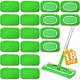 18-Pack Reusable Mop Pads Compatible with Swiffer Sweeper Mop | 100% Coral Fleece Washable Refills - Microfiber Dry &amp; Wet Sweeping Cloths for Multi-Surface/Hardwood Floor Cleaning