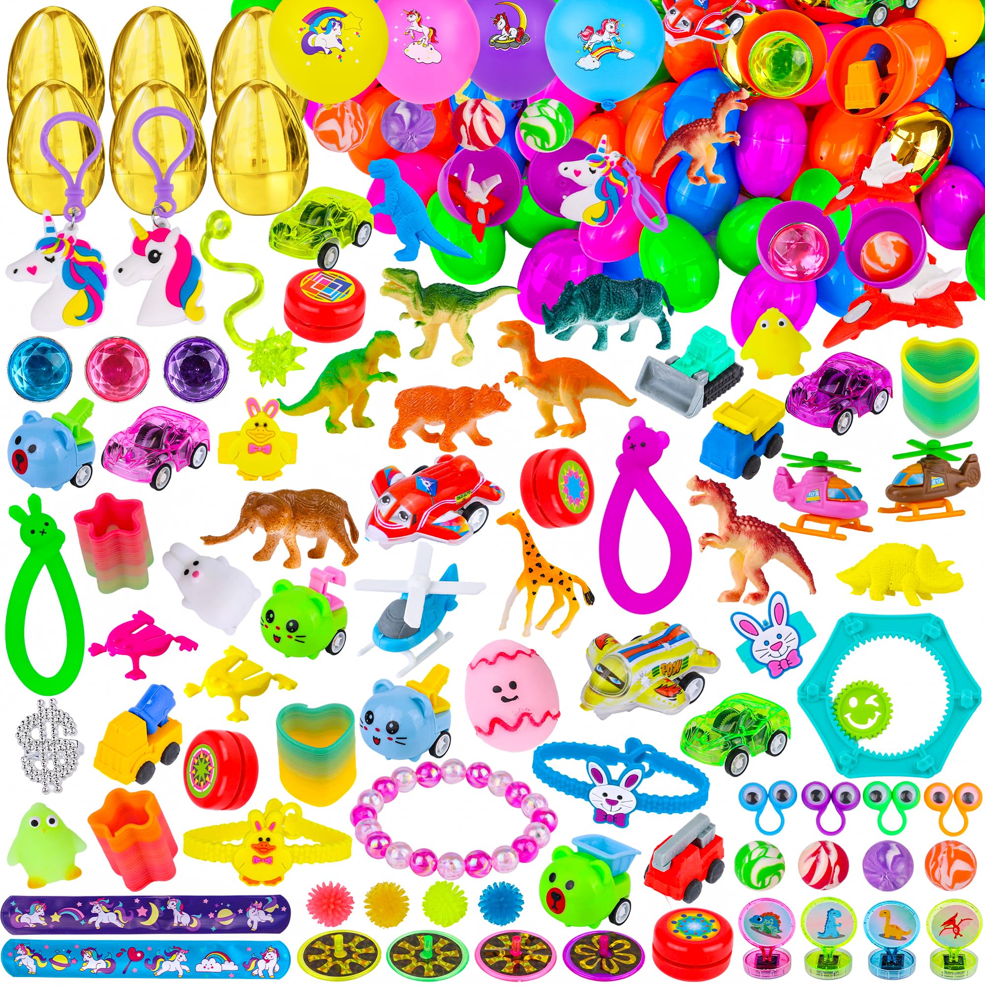 Photo 1 of 100 Pack Prefilled Easter Eggs with Assorted Toys Inside Include 6 Surprise Golden Egg, 100 Plastic Easter Egg Fillers with Fidget Toys for Kids Boys Girls, Easter Basket Stuffers Easter Party Favor