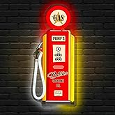 Vintage Gas Pump Neon Sign &ndash; Retro LED Garage Wall Decor Dimmable | Gas Neon Light for Bar, Man Cave, Auto Shop, Home Decor USB Powered 13.7&Prime; &times; 6.2&Prime;