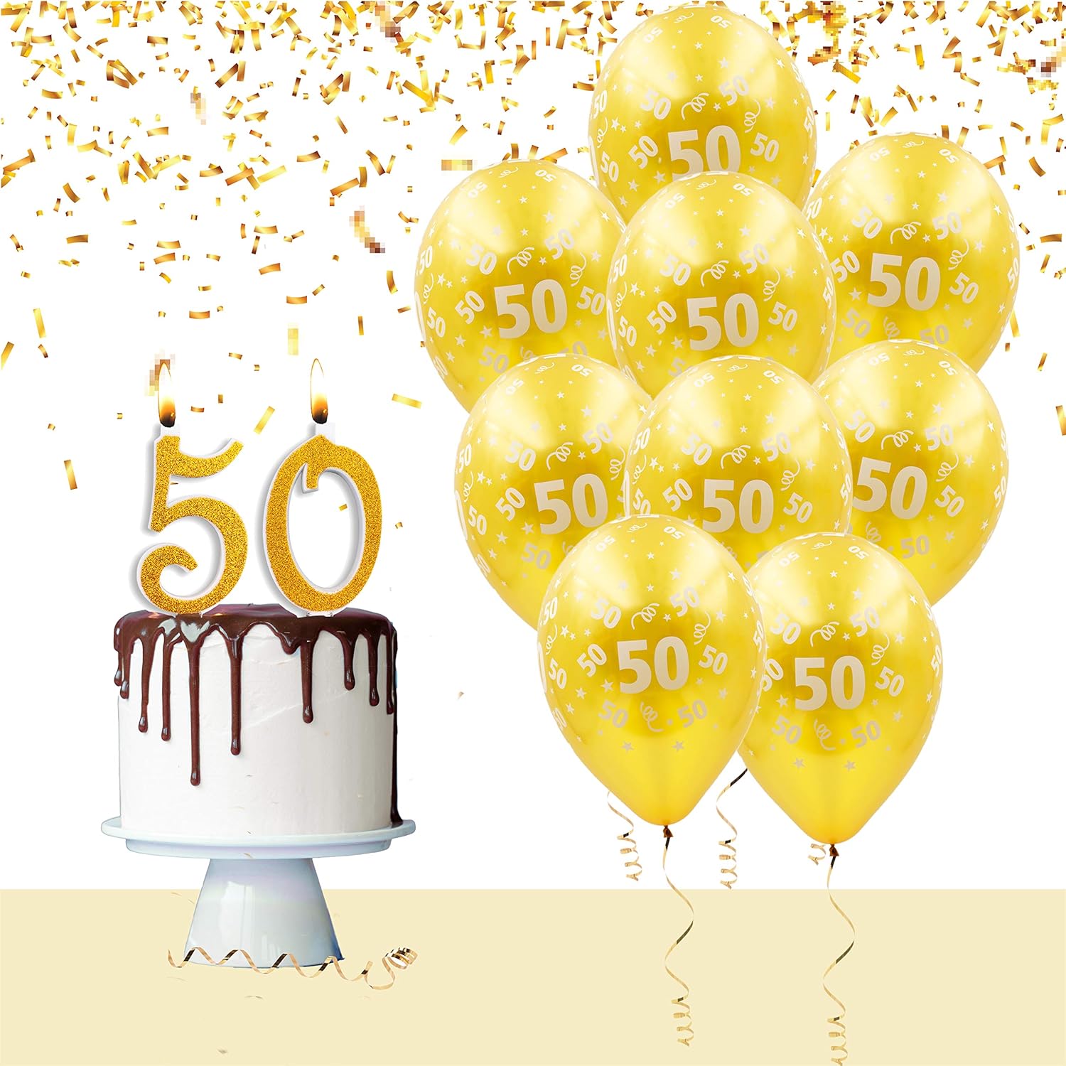 Kit Palloncini E Candeline Torta Per Festa Compleanno Anniversario Matrimonio 50 Anni Addobbi Tavola Decorazioni Auguri Compleanno Anniversario