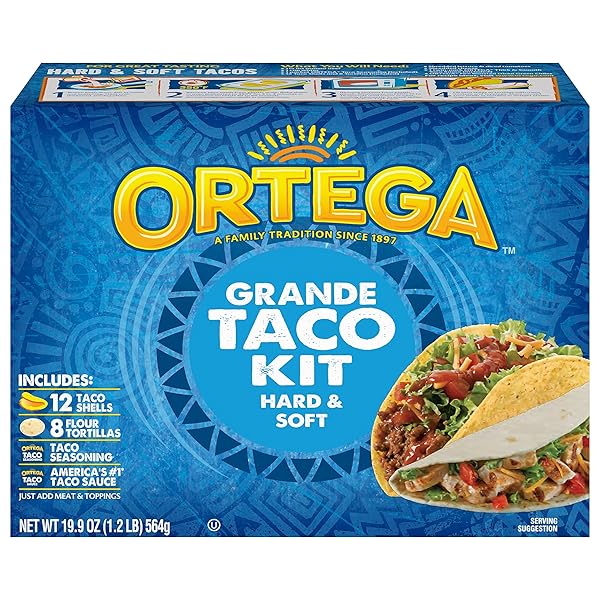 ORTEGA GRANDE TACO KIT, 12 TACO SHELLS &...